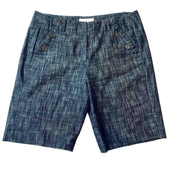 Sandro Womens Size 14 Classic Black Bermuda Shorts Slash Pockets Stretch - Picture 9 of 9